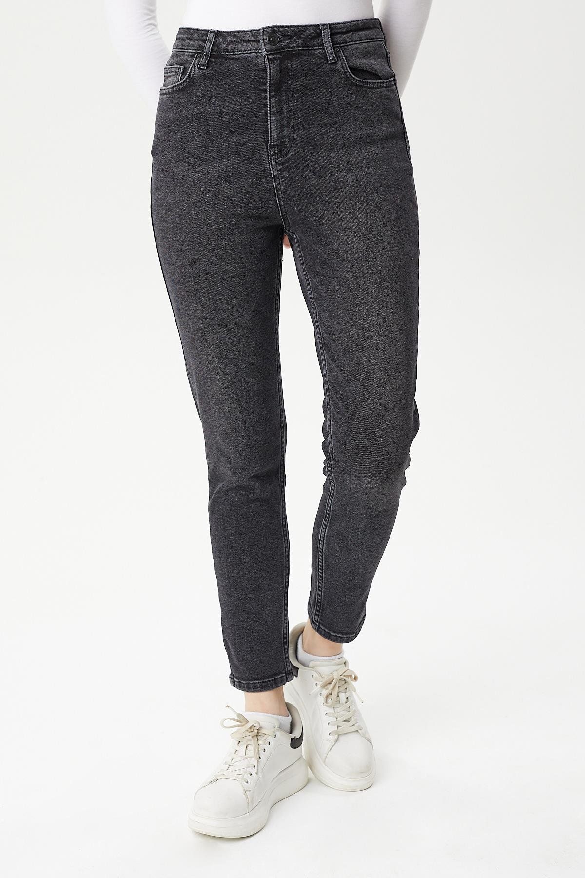 Twister Jeans Mila 9444-06 Antracite Likralı Toparlayıcı Kumaş Dar Kesim Kadın Kot Pantolon Füme