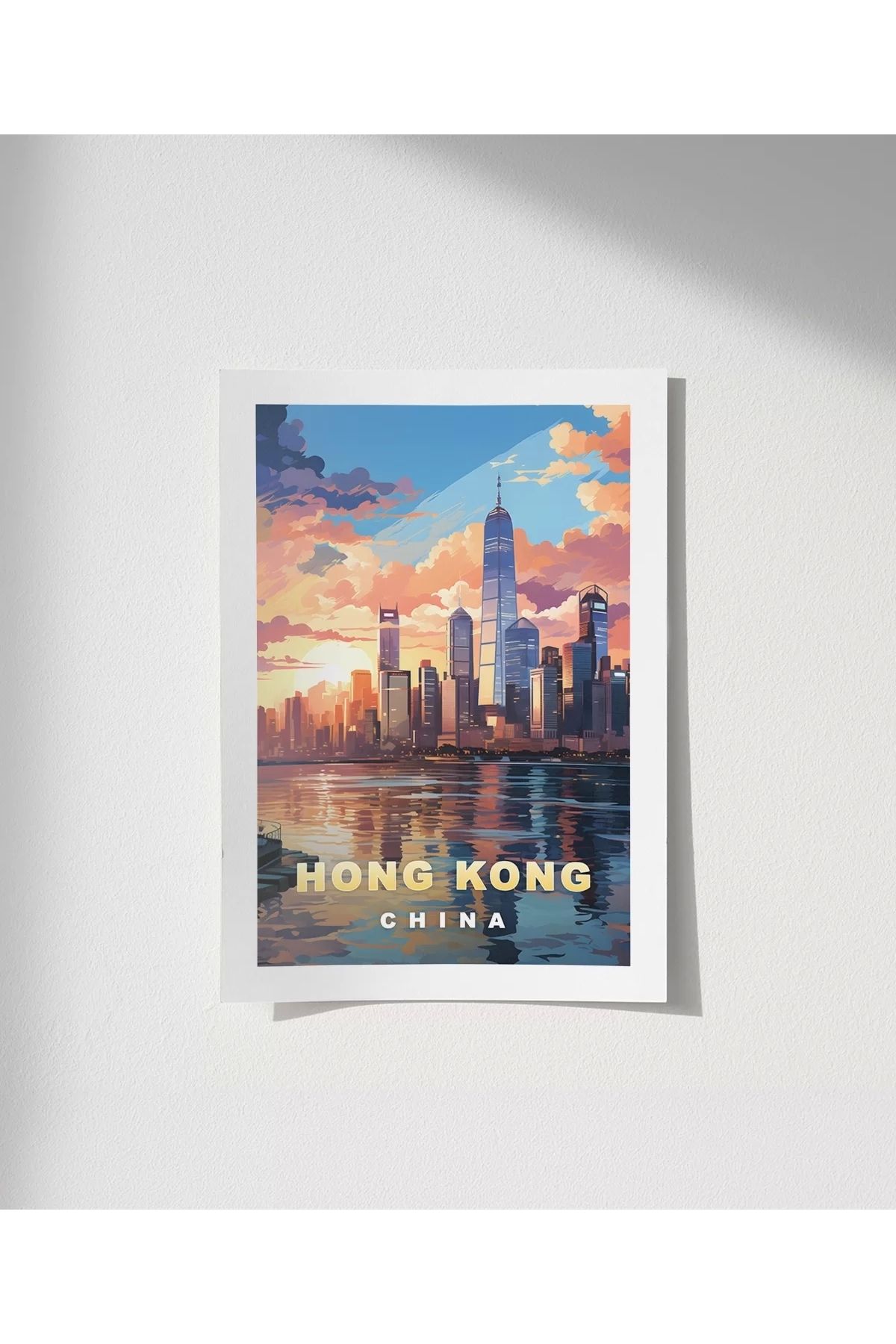 VOGLOO Çerçevesiz Poster Hong Kong'un Dinamik Silüeti