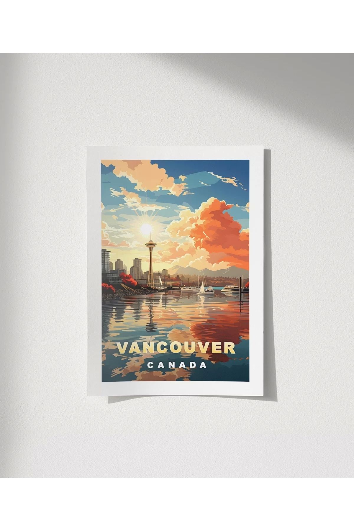 VOGLOO Çerçevesiz Poster Vancouver Gün Batımı Manzarası