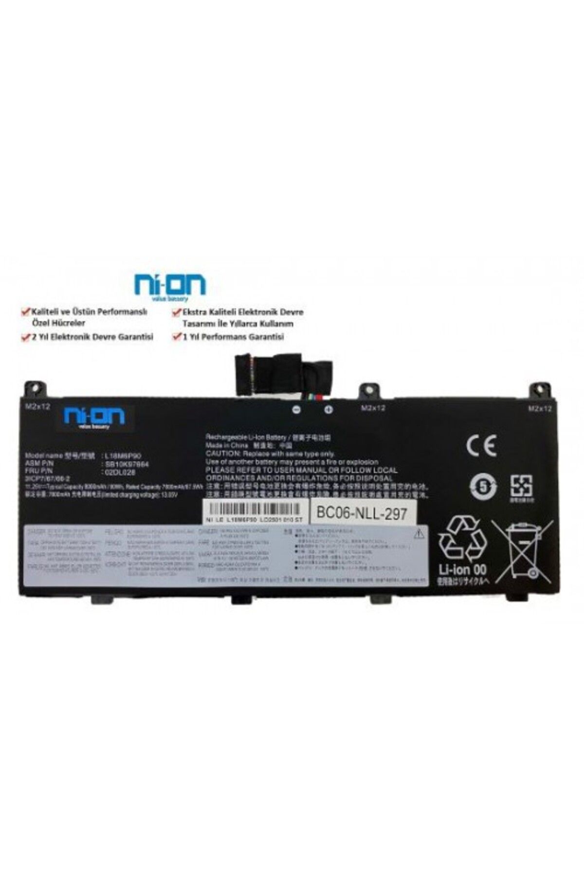 NION Lenovo 5B10W13901 SB10K97664 uyumlu Notebook Batarya - Pil