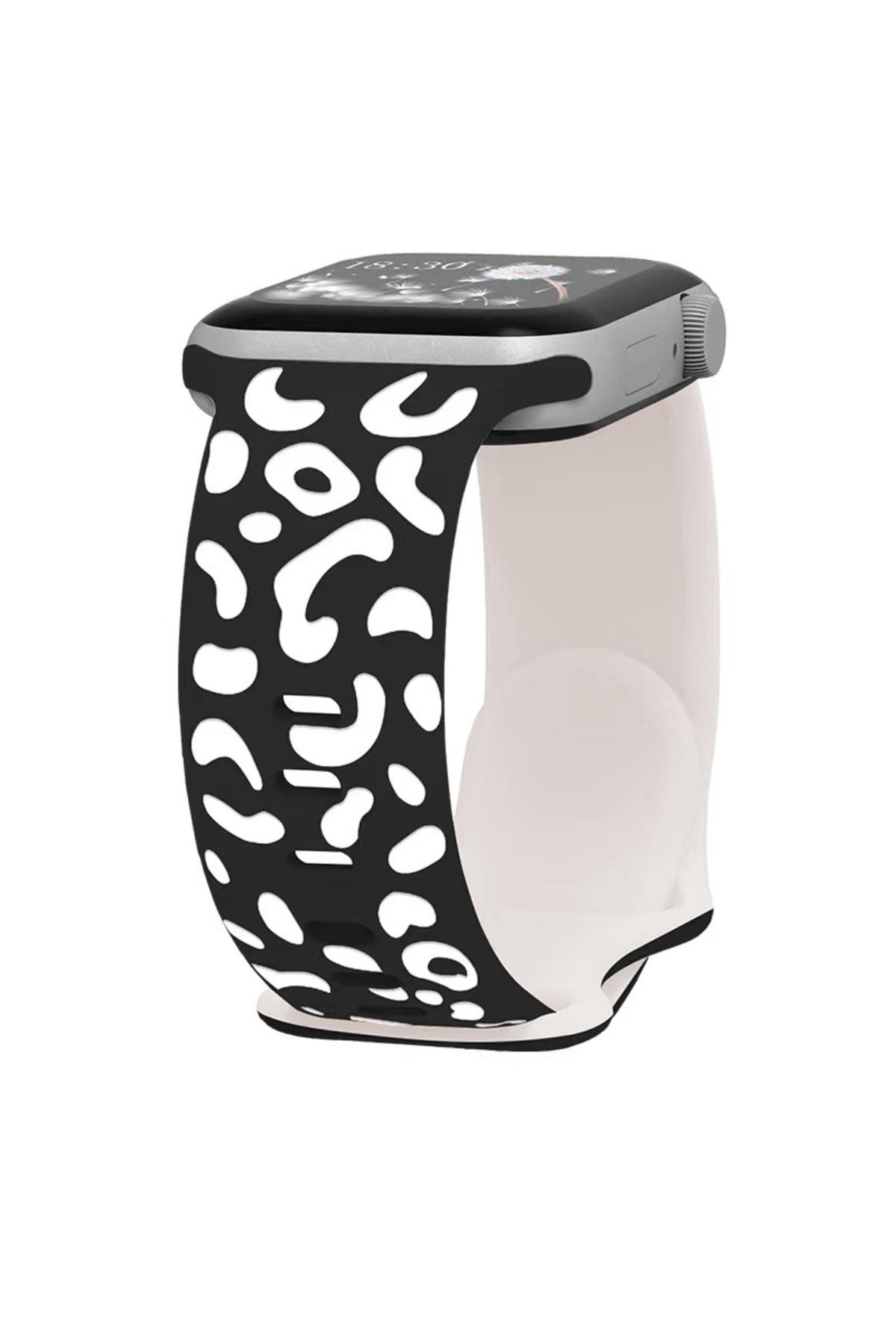 Strap U Apple Watch 3/4/5/6/7/8/9/10/se/ultra/ultra2 44mm/46mm/49mm Uyumlu Leopar Silikon Kordon Strap Kayış