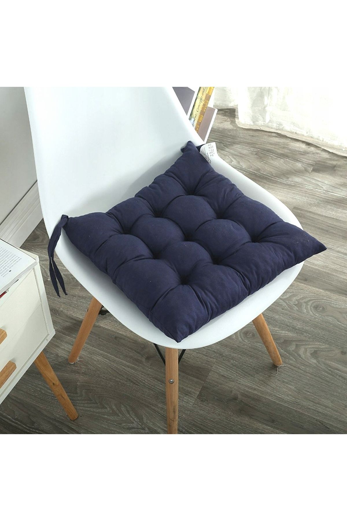 OEM-Perna scaun cu bretele de legat, 40x40 cm, 4 cm grosime, poliester si burete, albastru 5
