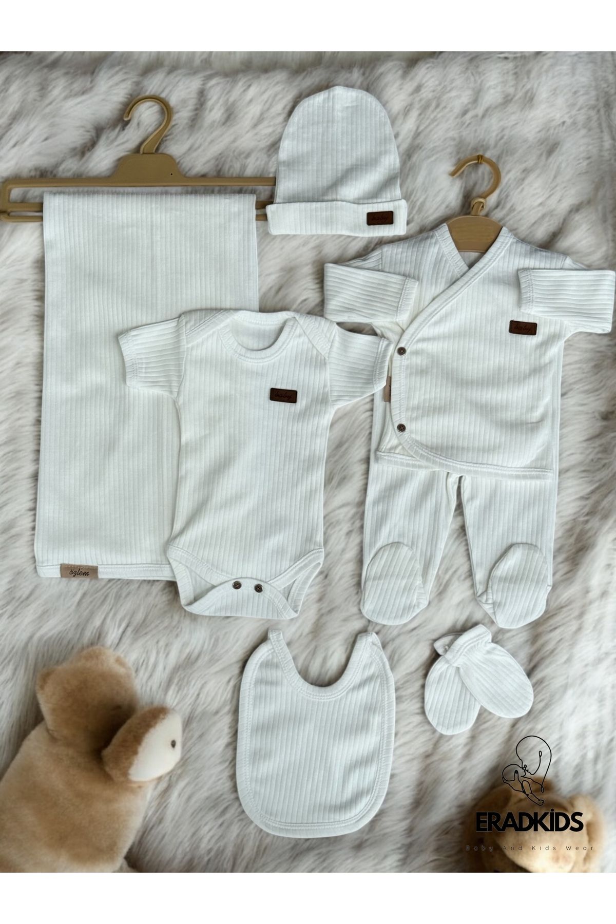 eradkids 7'li Unısex Bebek Pamuklu Hastane Çıkış Seti / Yenidoğan Bebek Kıyafeti/ Bebek Hediyesi