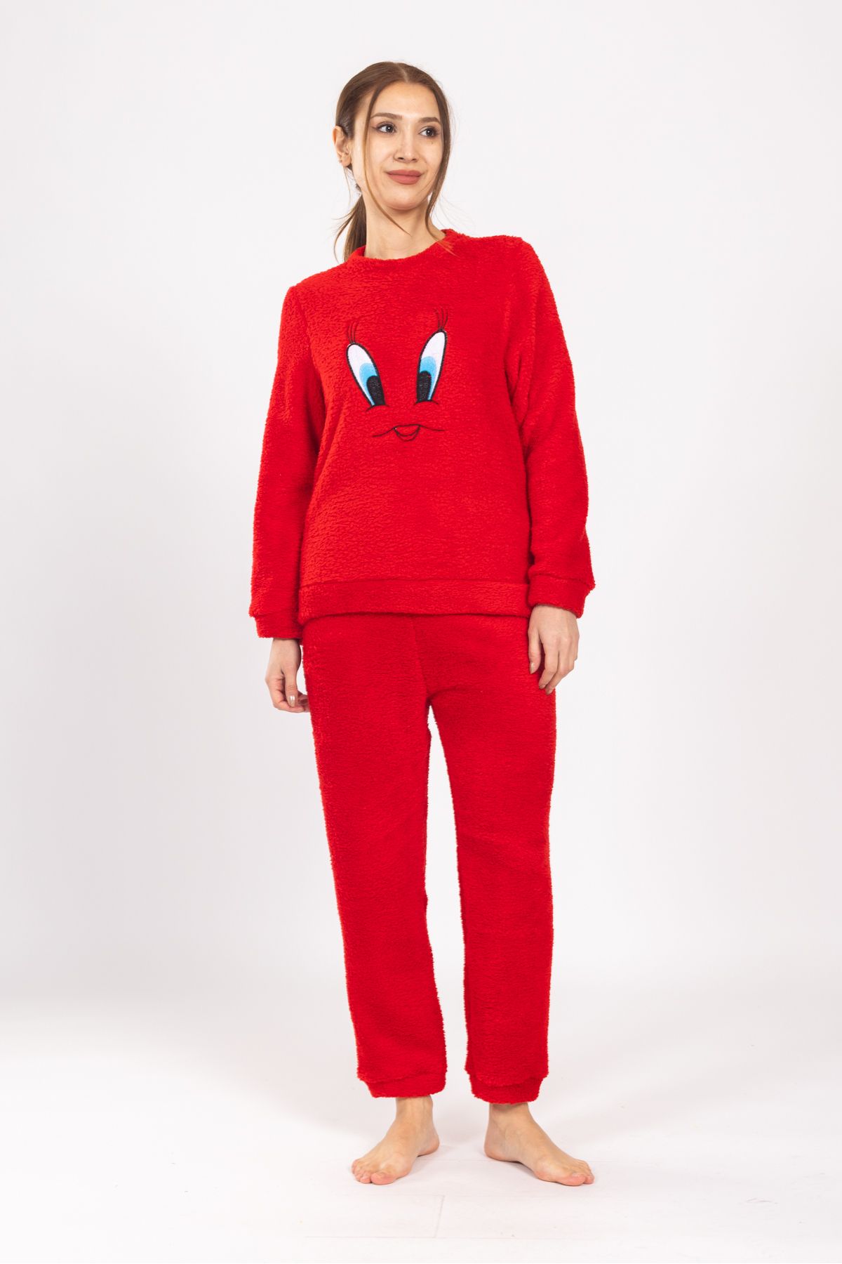 WAYNAP Kadın Kışlık Peluş Pijama Takımı Tweety Takım Tampap 8170