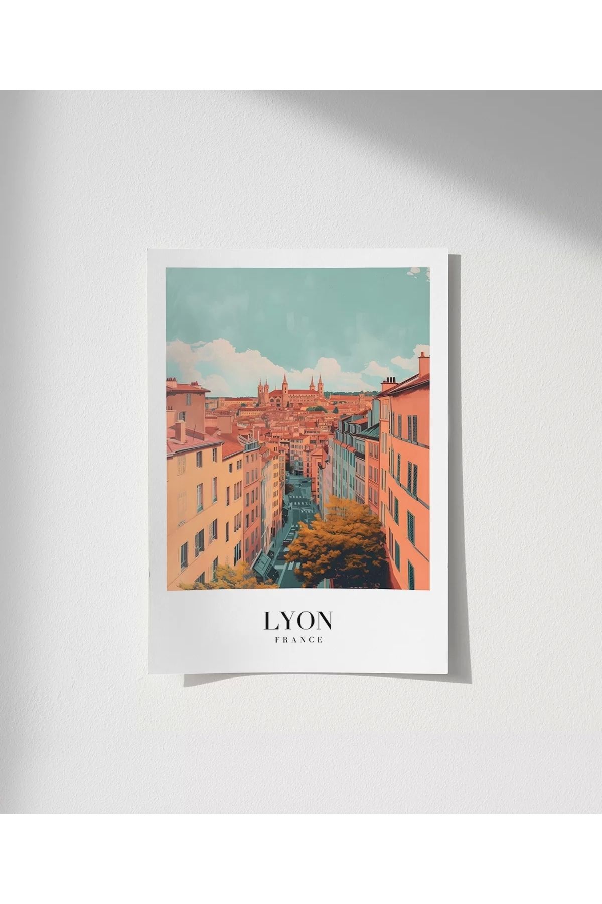 VOGLOO Çerçevesiz Poster Tarihi Lyon Sokakları Dekoratif