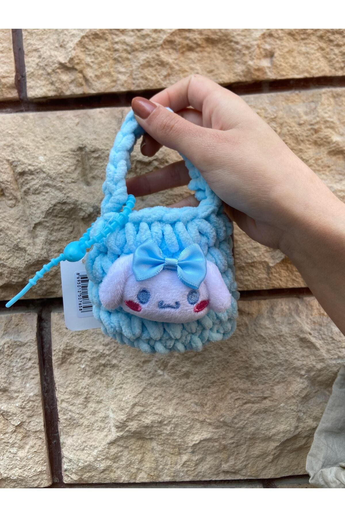 Piraye Gift Sanrio Cinnamorol Tasarımlı Örgü Cüzdan Peluş Anahtarlık