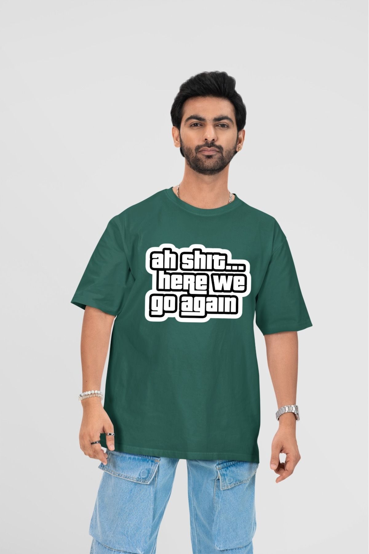 Butik ERKEK/KADIN -AH SHIT- TRANSFER BASKILI YUVARLAK YAKA KISA KOL TİŞÖRT