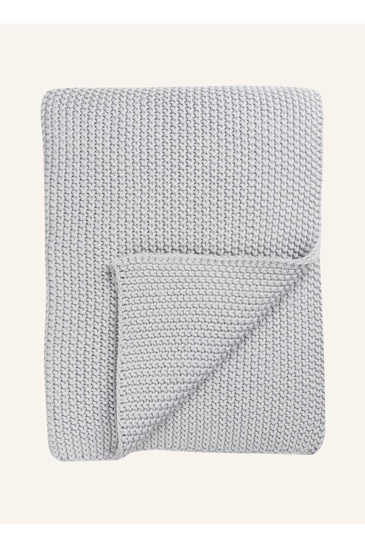 Marc O'Polo Nordic Knit Pamuk Battaniye 130x170 cm Deri Detaylı Kalın Örgü Tasarım