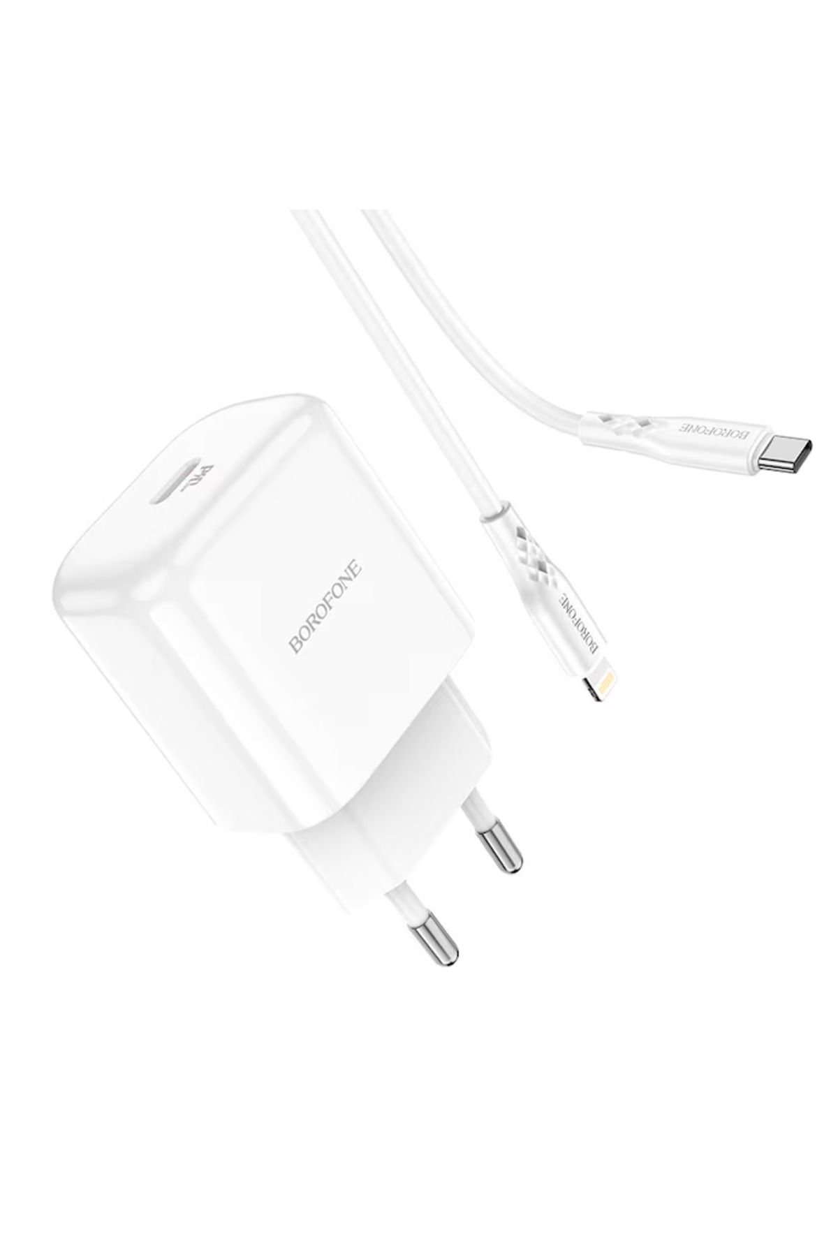 Borofone-Încărcător Bn3 Premium 20w, 1 cablu USB tip C cu încărcare rapidă, 1 cablu Lightning - Alb 5