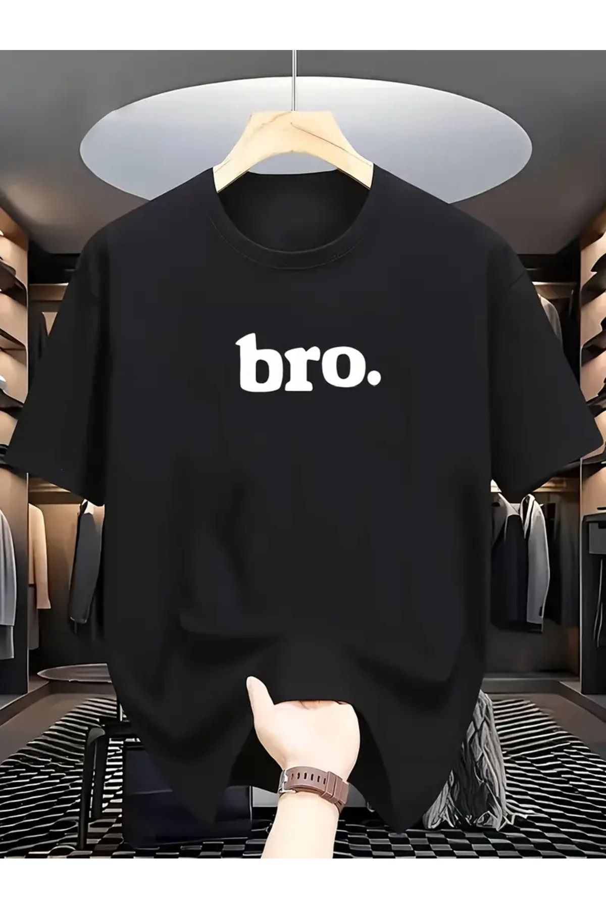 İnazuma Outdoors Unisex Oversize Baskılı Pamuklu Bisiklet Yaka Kısa Kollu SİYAH T-shirt bro.