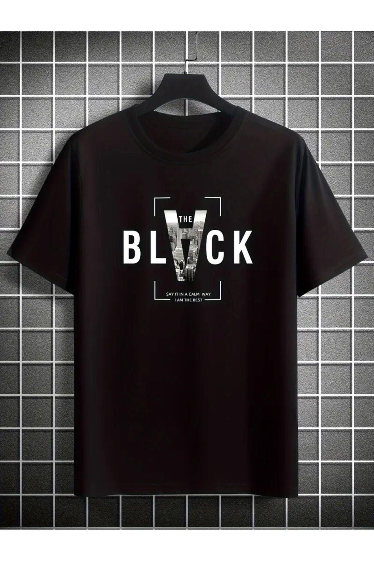 İnazuma Outdoors Unisex Oversize Baskılı Pamuklu Bisiklet Yaka Kısa Kollu SİYAH T-shirt BLACK