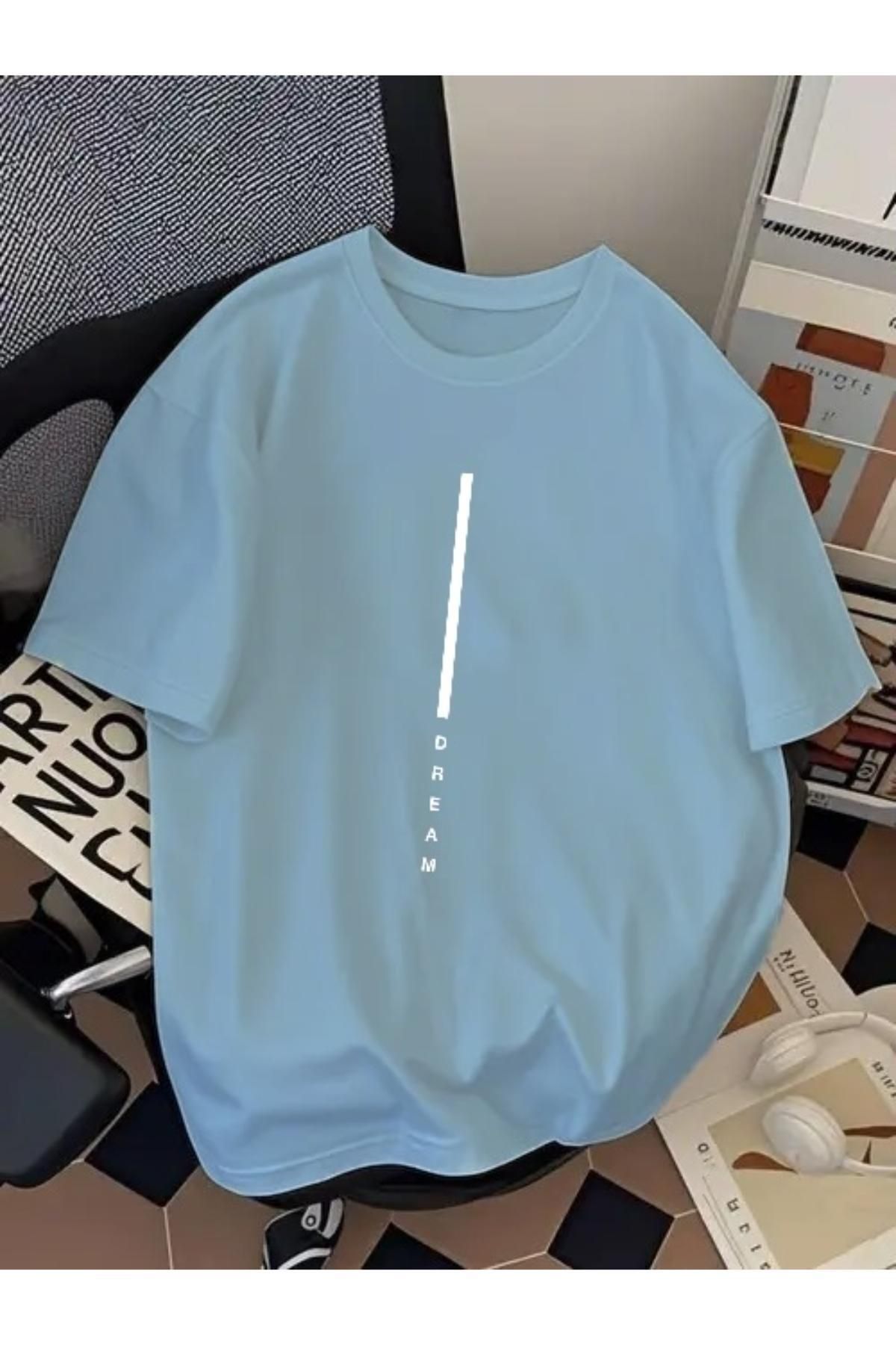 EQİ Dream Beyaz Çizgi Baskılı Oversize T-Shirt