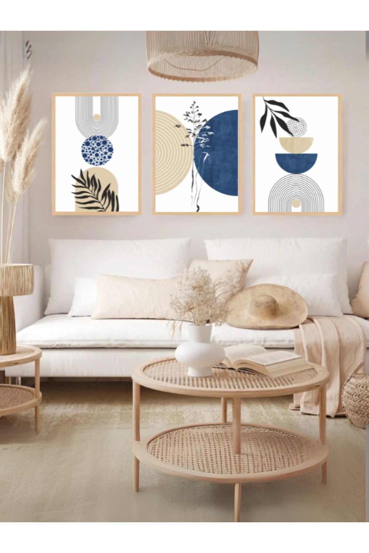 Tuba Decor 3 Parça Ahşap Çerçeve Görünümlü MDF Poster Tablo Seti