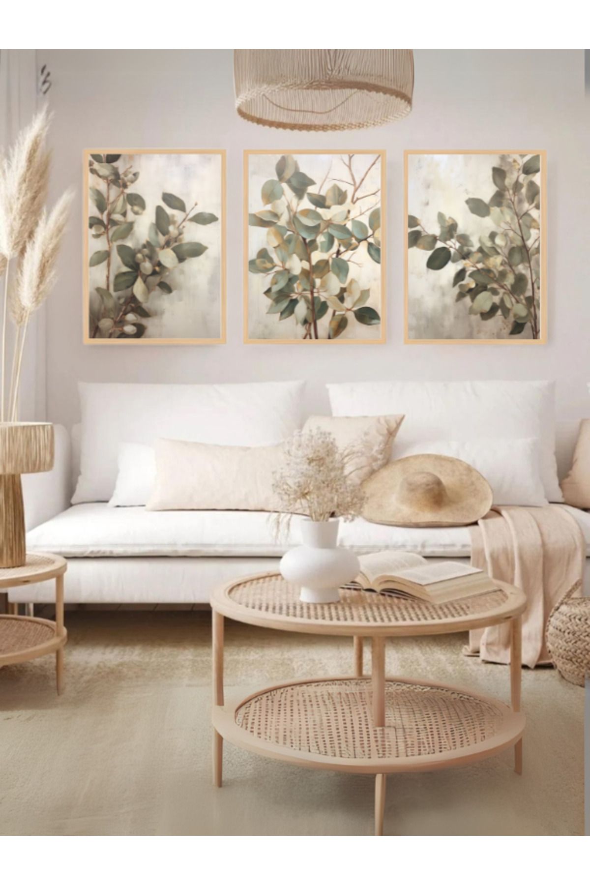 Tuba Decor 3 Parça Ahşap Çerçeve Görünümlü MDF Poster Tablo Seti