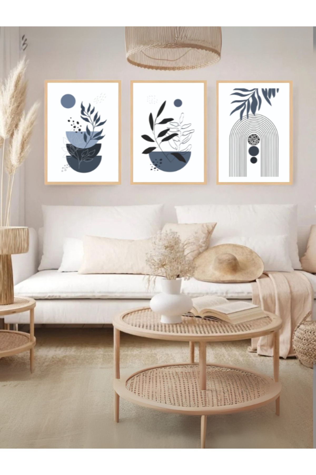 Tuba Decor 3 Parça Ahşap Çerçeve Görünümlü MDF Poster Tablo Seti