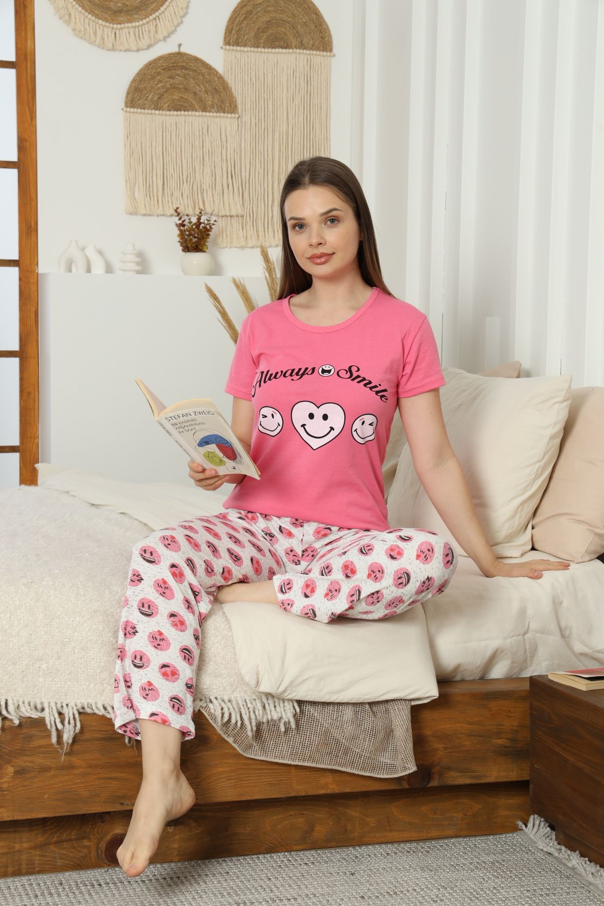 LİLA İÇ GİYİM Süprem Kısa Kol Pijama Takımı