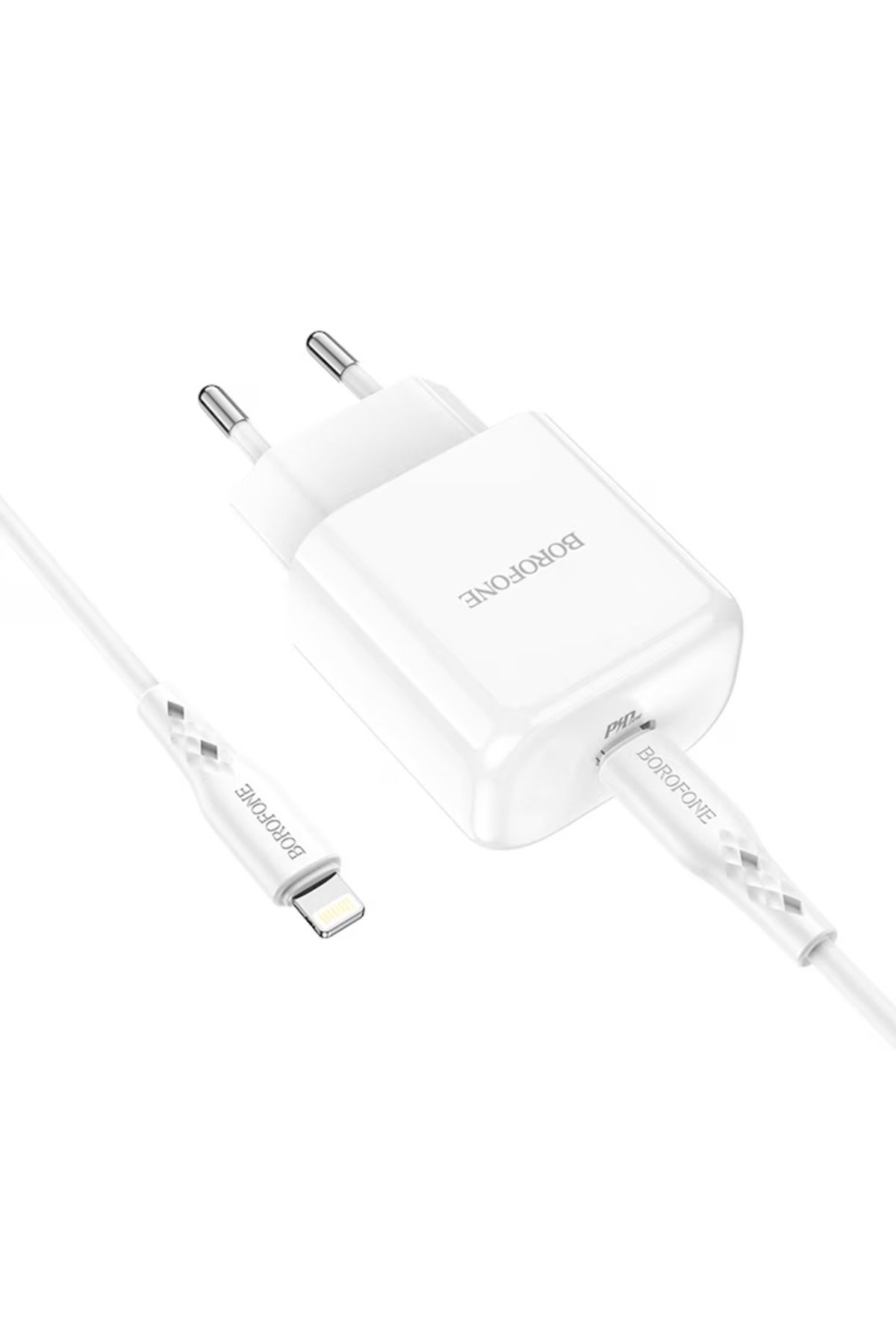 Borofone-Încărcător Bn3 Premium 20w, 1 cablu USB tip C cu încărcare rapidă, 1 cablu Lightning - Alb 7