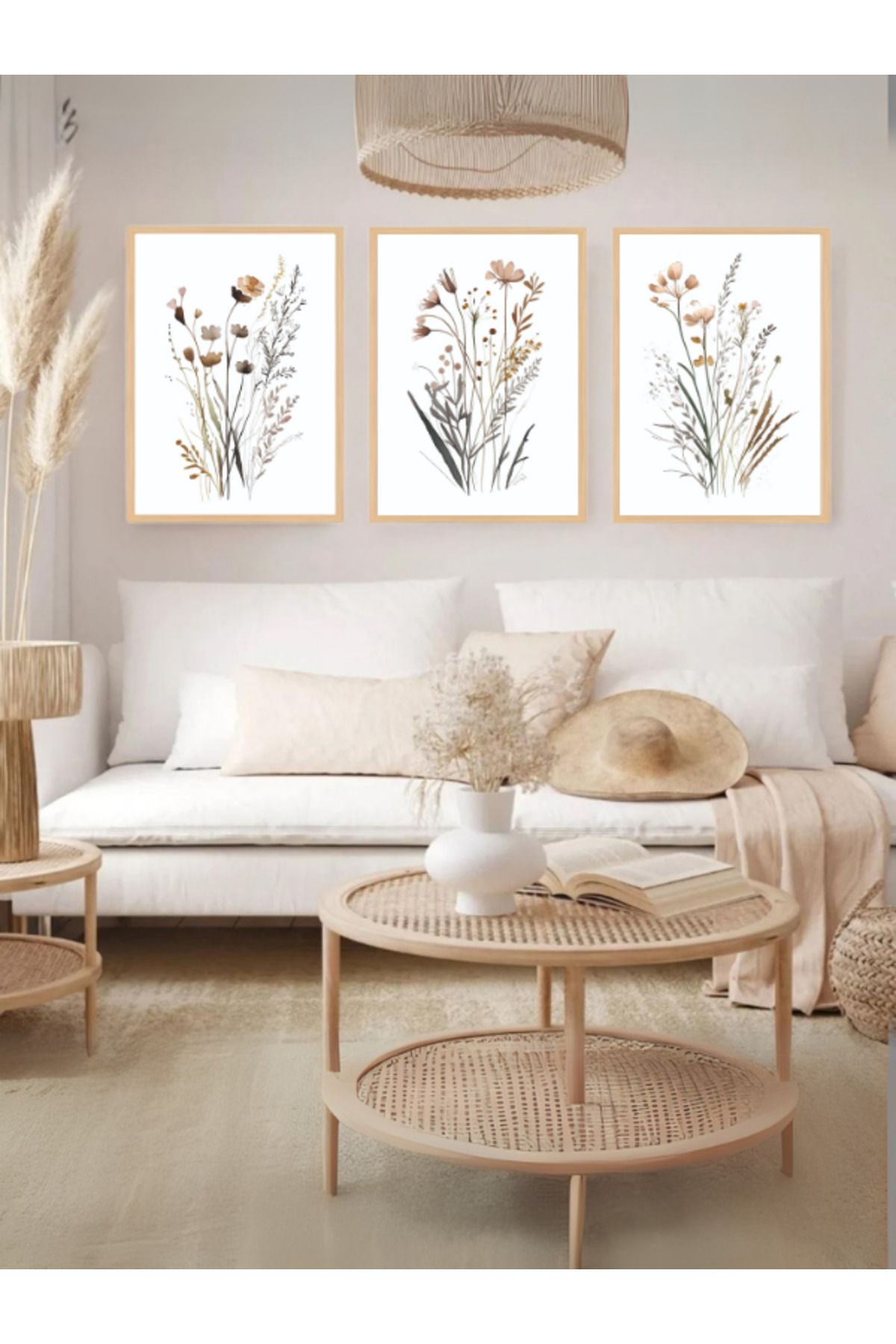 Tuba Decor 3 Parça Ahşap Çerçeve Görünümlü MDF Poster Tablo Seti