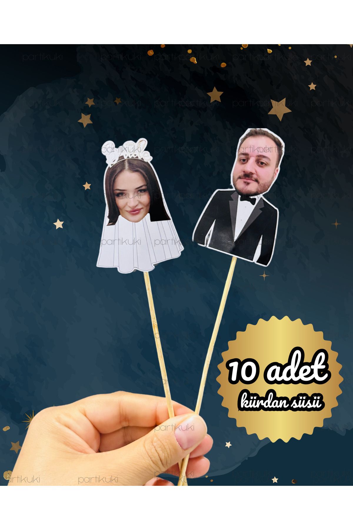partikuki 10 Adet Bekarlığa Veda Partisi Bride To Be Kişiye Özel Fotoğraflı Parti Kürdan Pasta Süsü