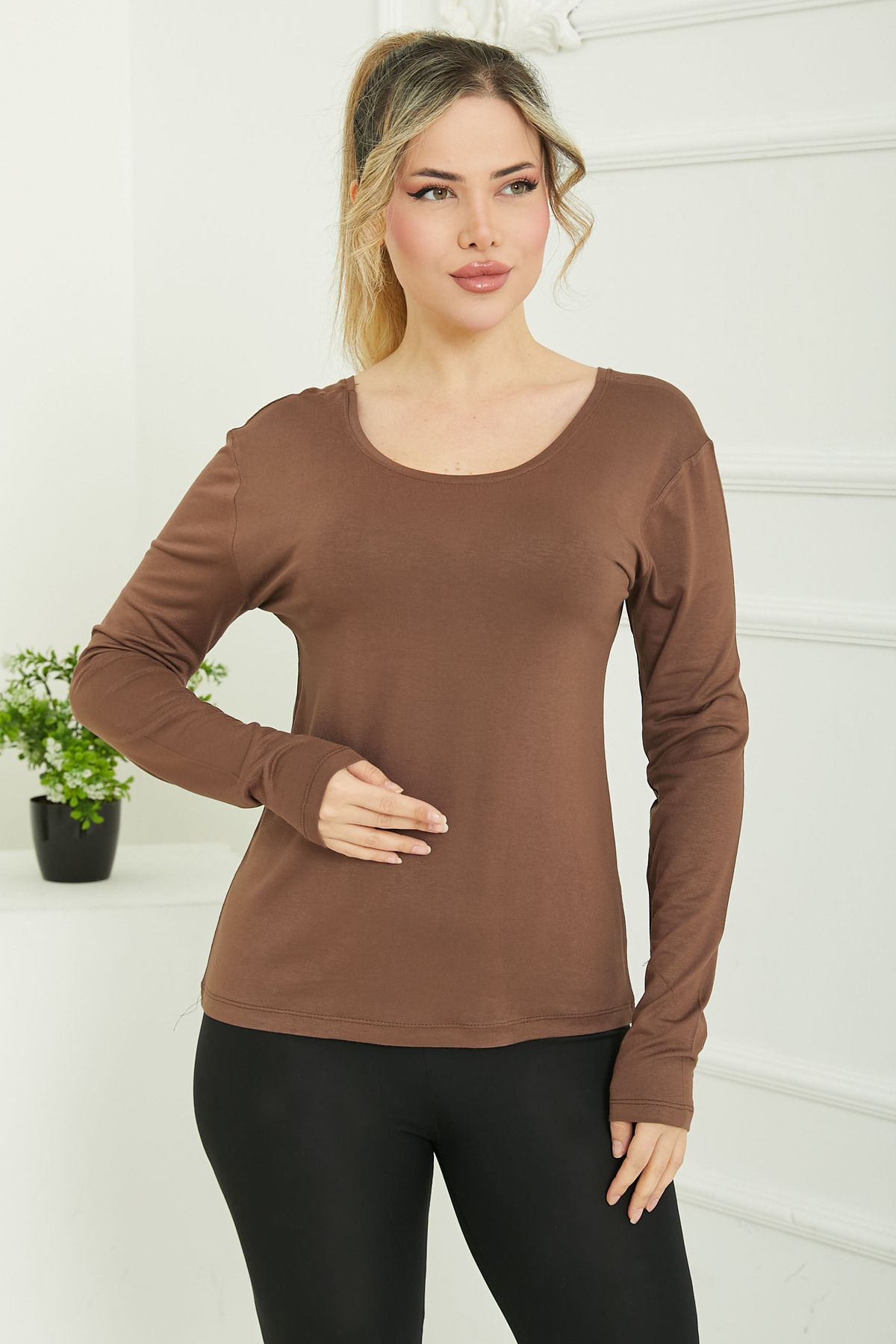 TOFİSA Ön ve Arka Oval Yaka Badi Kahve - 26829