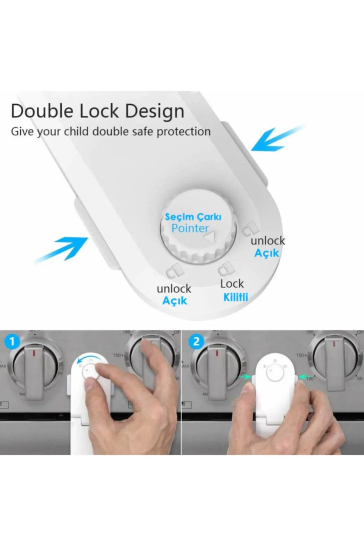 playsafe-White Combination Multi-Purpose Angled Cabinet Drawer Lock 4