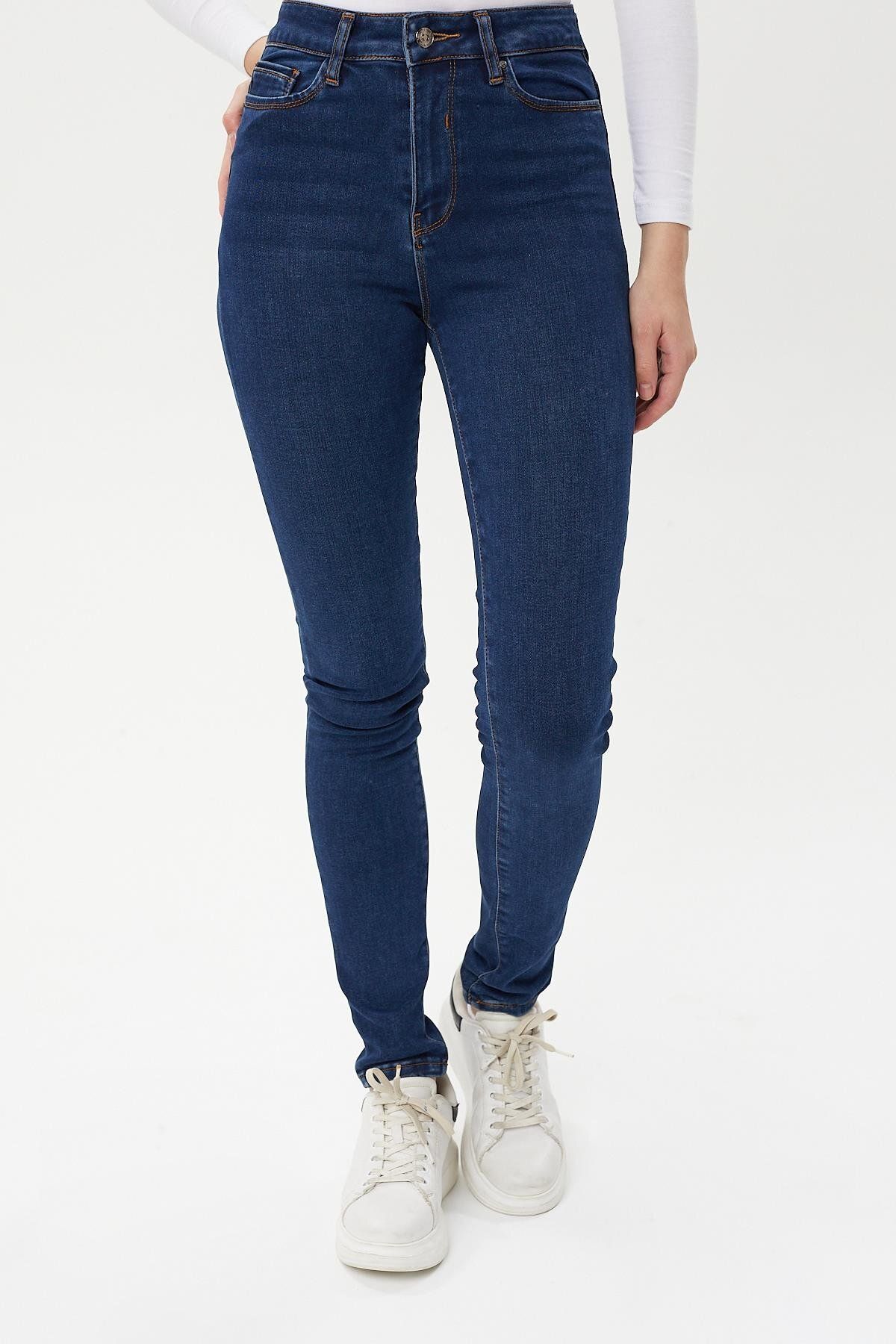 Twister Jeans Selin 9412-01 Blue Dar Kesim Dar Paça Likralı Kadın Kot Pantolon K.Mavi