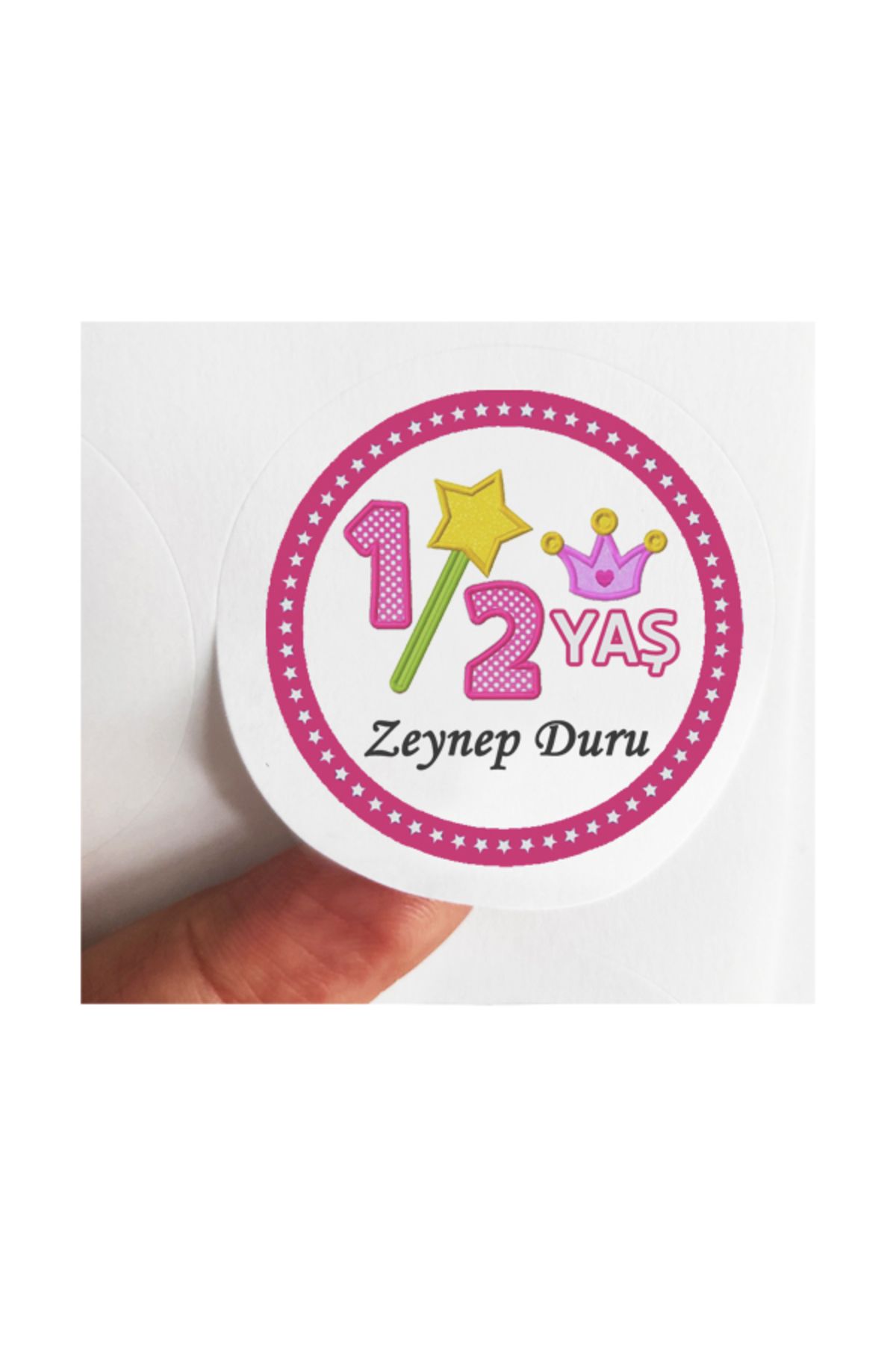 Aysun Bayhan Konsept 24 Adet 4 Cm Kişiye Özel Pembe Half Birthday Baskılı Mat Etiket Sticker - Yarım Yaş Doğum Günü