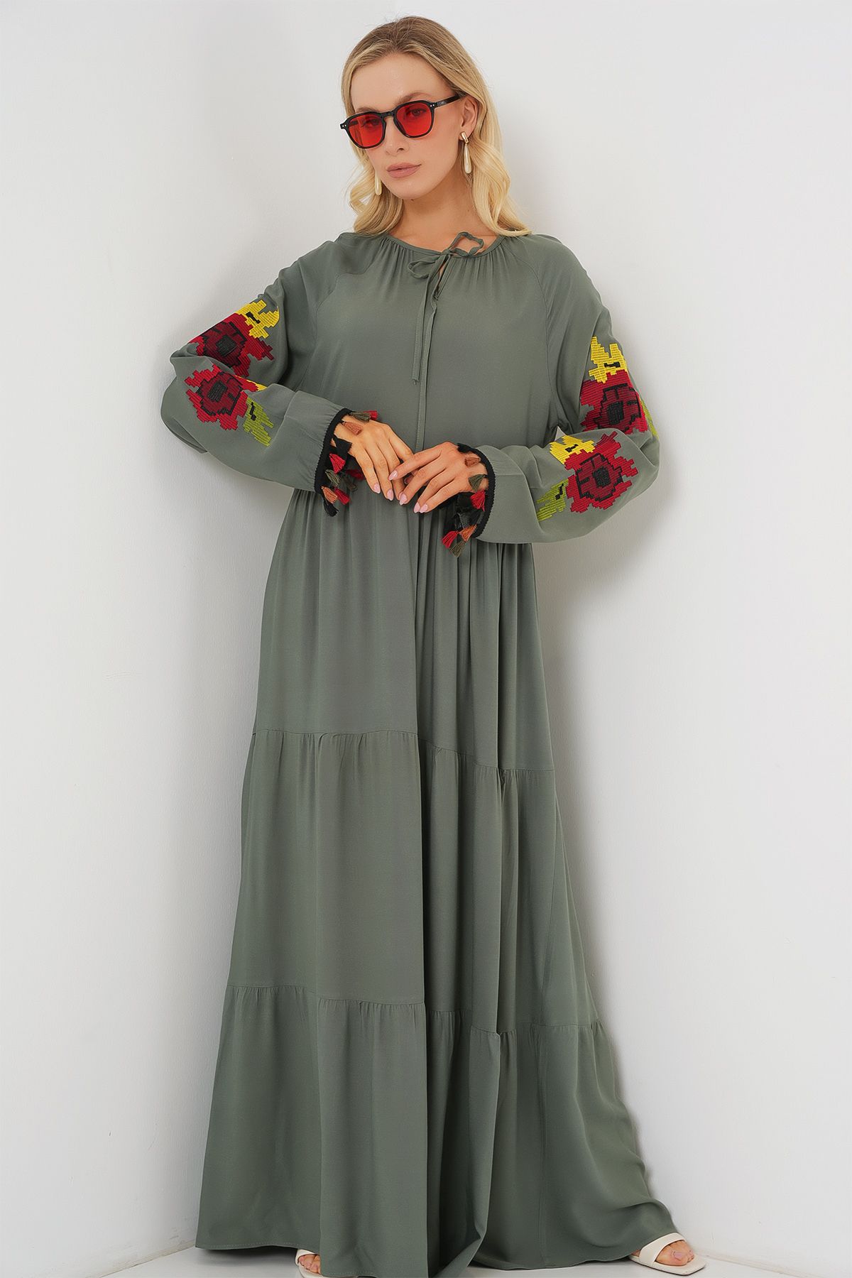 Bigdart-Langes besticktes Kleid 2534 - Khaki 3