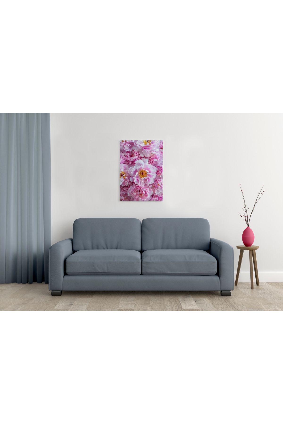 waspandhornet Pembe Çiçek Desenli MDF Duvar Tablosu