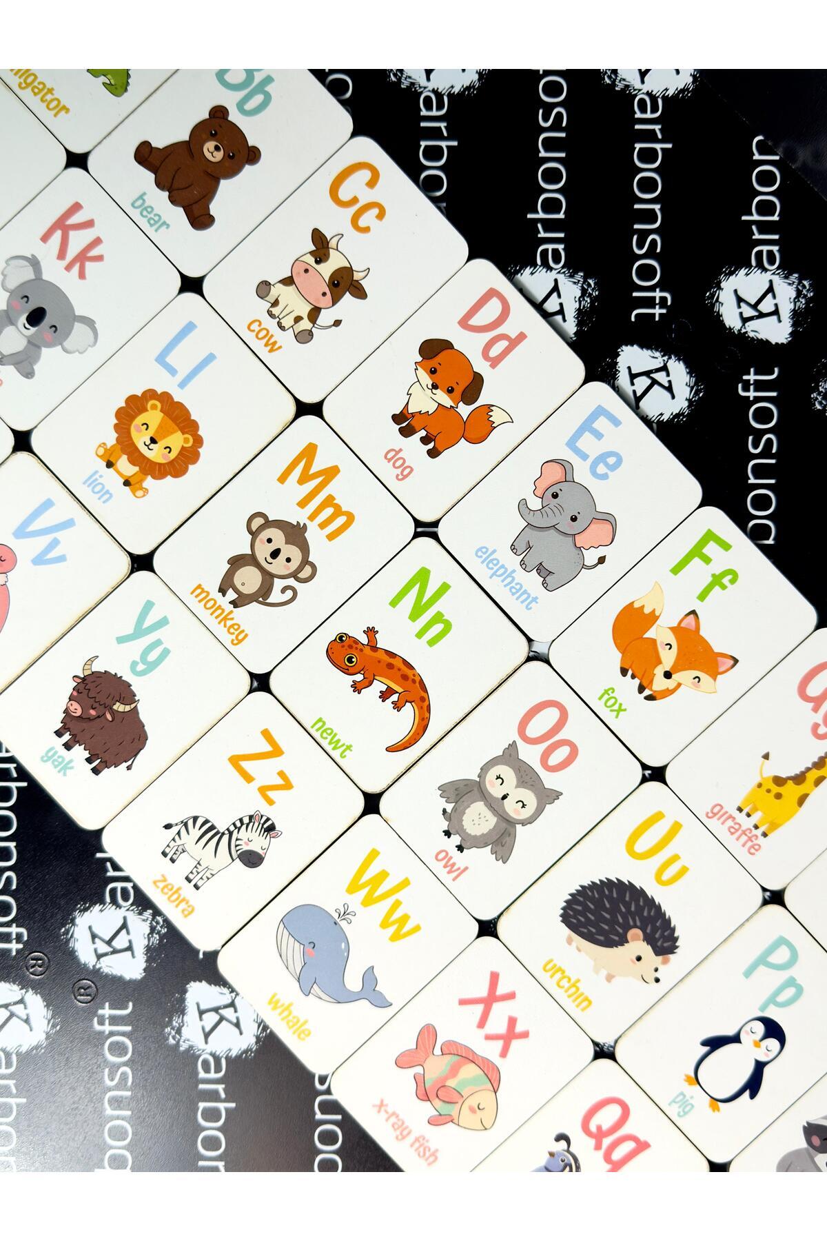 karbonsoft Ahşap Ingilizce Alfabe Kartları - Alfabe Ingilizce Eğitim Seti Ingilizce Öğrenme Kartları Montessori fotoğrafı 3 (önizleme)