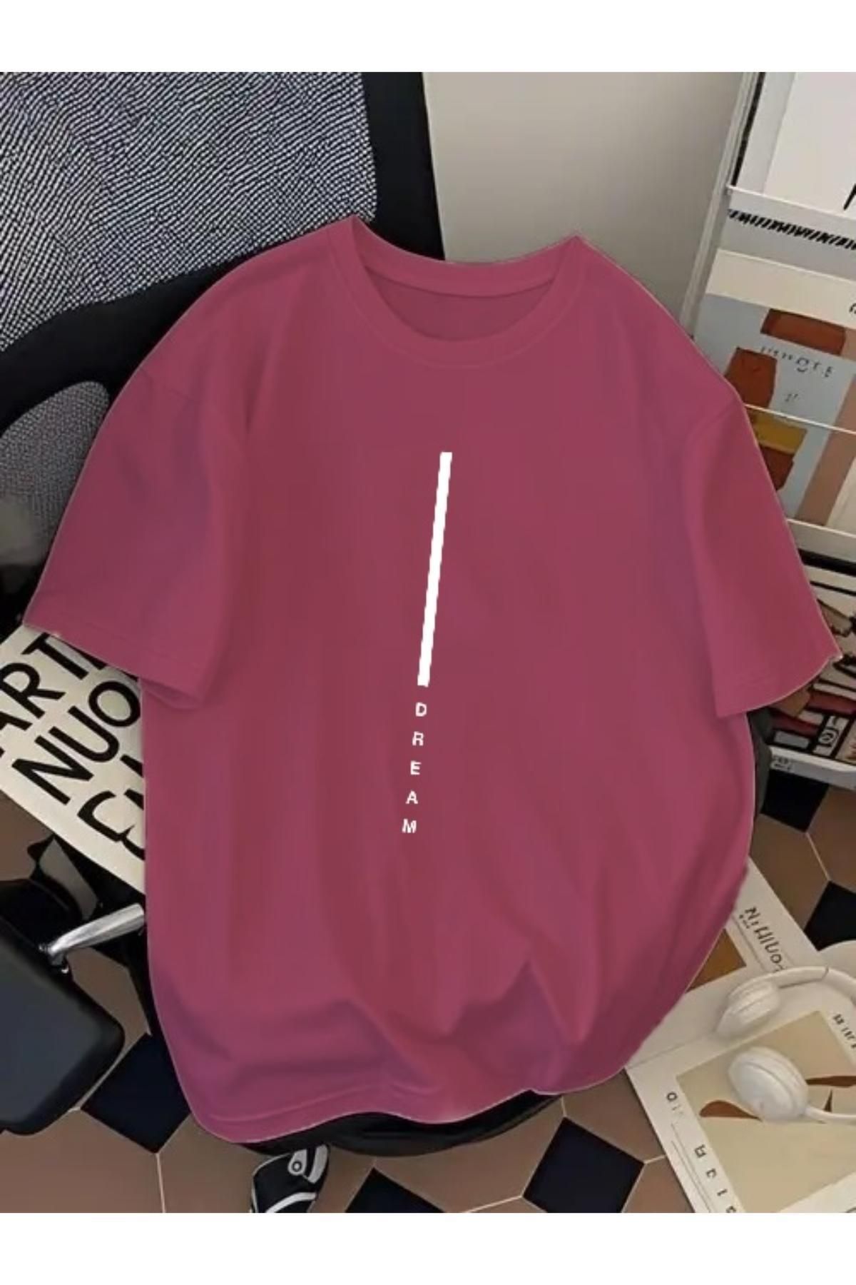 EQİ Dream Beyaz Çizgi Baskılı Oversize T-Shirt