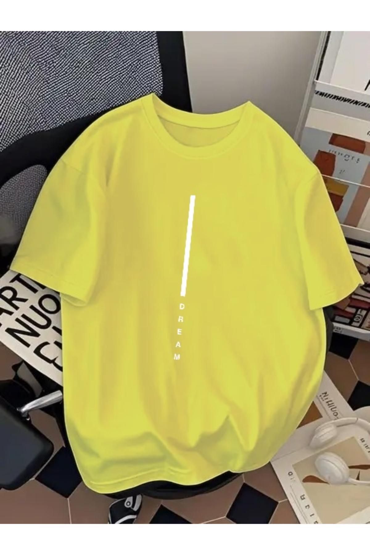 EQİ Dream Beyaz Çizgi Baskılı Oversize T-Shirt