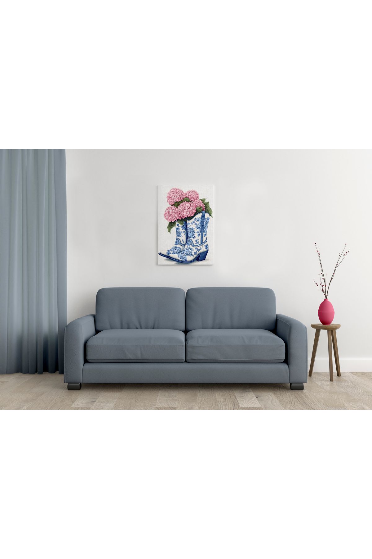 waspandhornet Vintage Çiçek Çizimli Dekoratif MDF Tablo