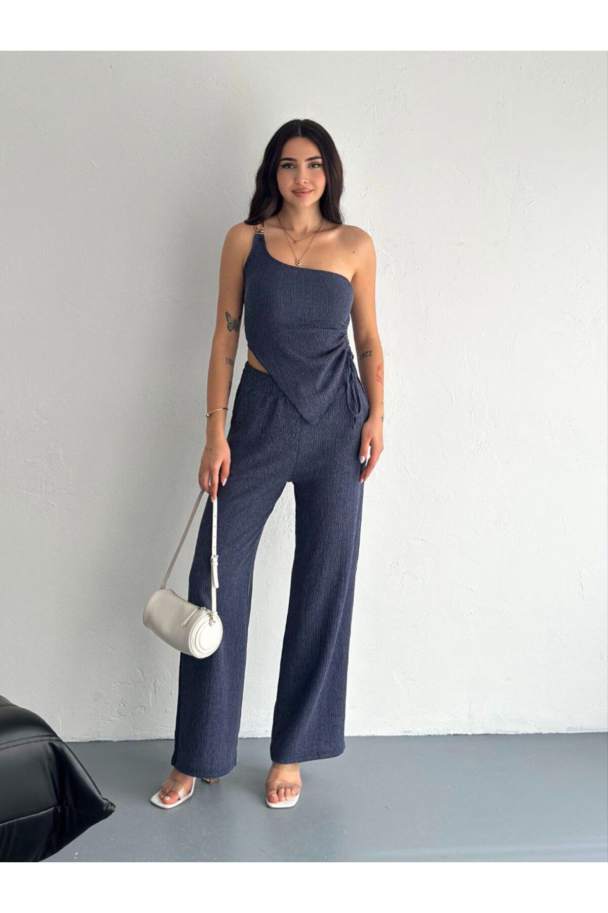 MODA Bürümcük Kumaş Asimetrik Takım