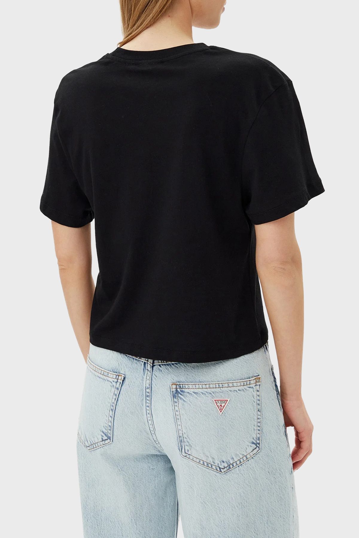 Guess-Clematis 100% βαμβακερό μπλουζάκι με λογότυπο κανονική εφαρμογή V5GI09K9RM1 T SHIRT V5GI09 K9RM1 JBLK 3