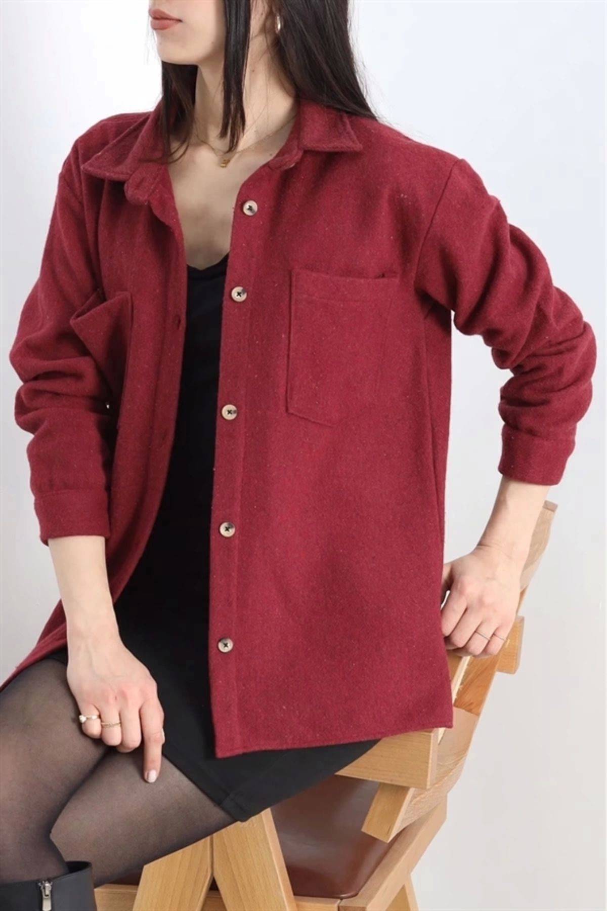 Lale Moda Çift cepli kaşe gömlek