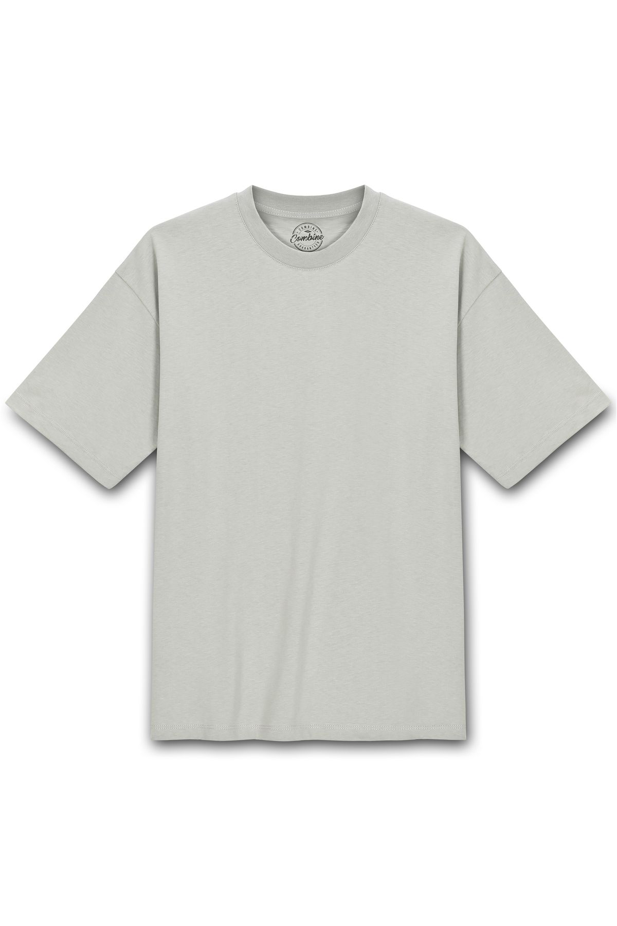 COMBİNE MİCHAİL Erkek %100 Organik Pamuklu Kalın Dokulu Comfort Fit Bisiklet Yakalı Gri T-shirt