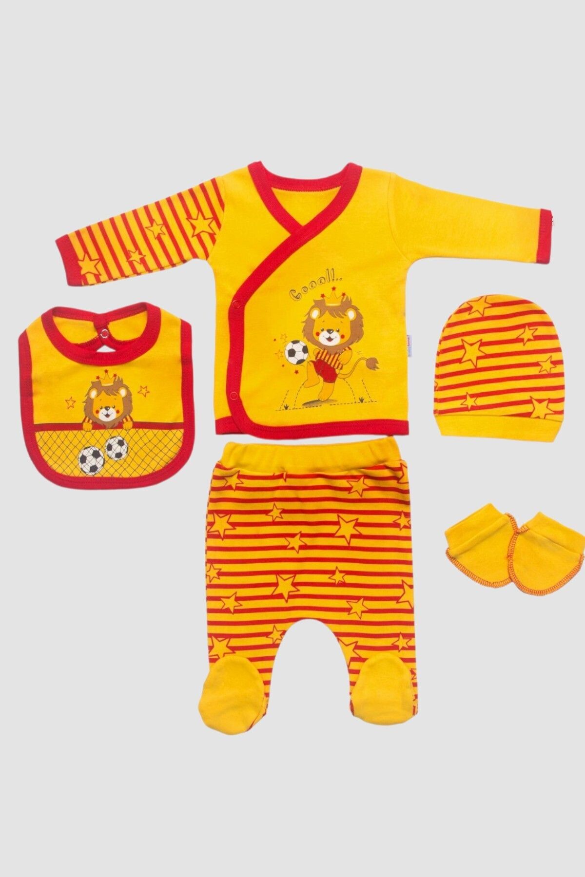MINNOOSH BABY Yeni Doğan Bebek Taraftar Zıbın Takımı 5 Parça %100 Pamuk