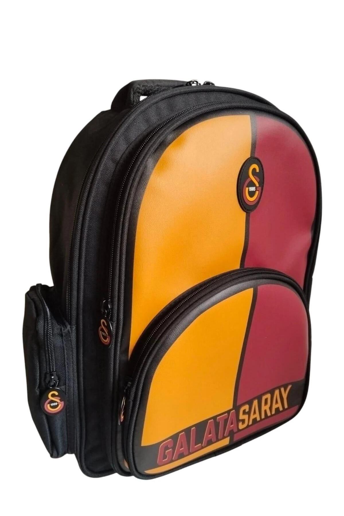 Galatasaray Lisanslı Parçalı Suni Deri Okul Çantası Sırt Çantası Yeni Sezon