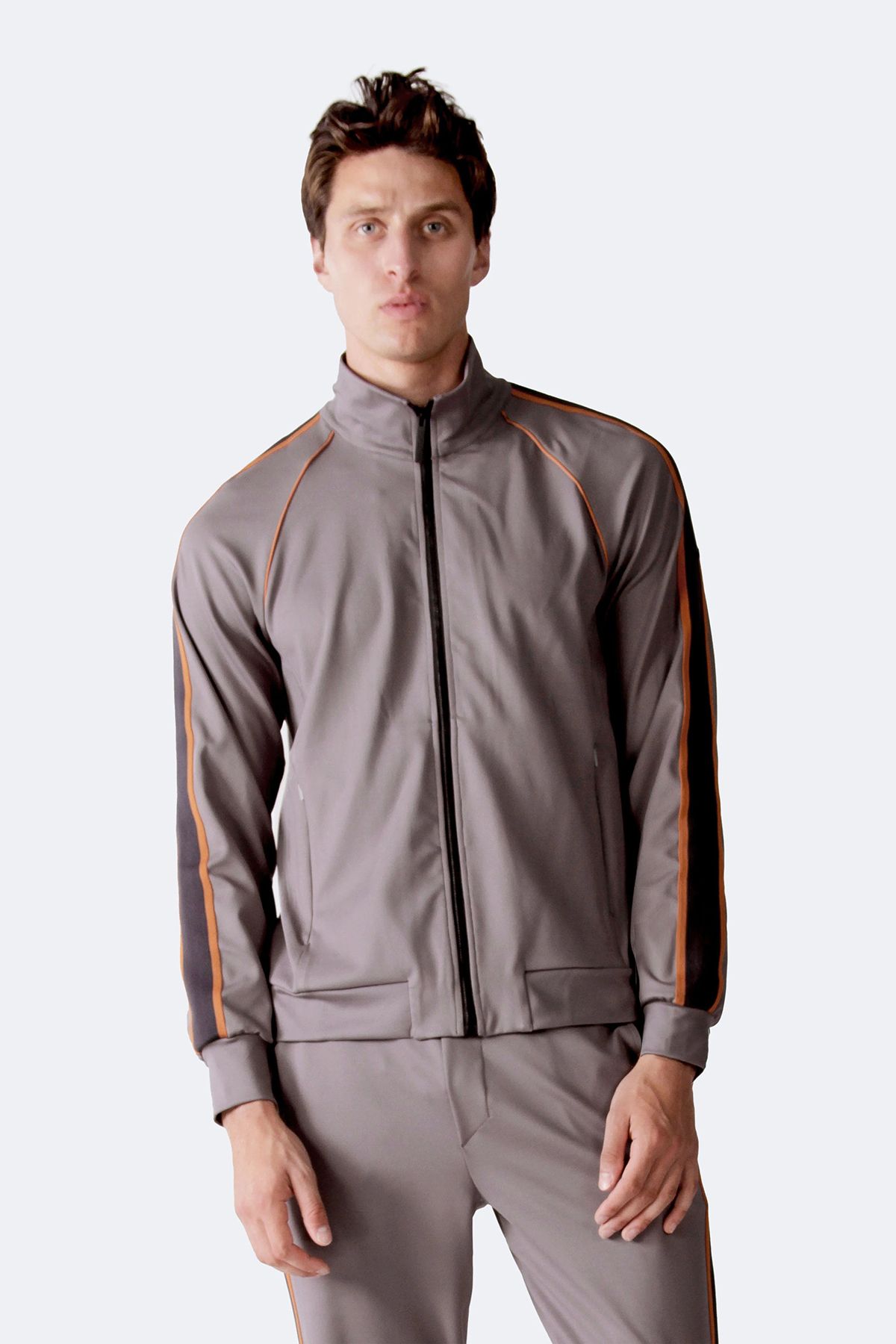 Isaora Şerit Detaylı Streç Relaxed Fit Dik Yaka Sweat Erkek SWEAT M24S8101 NRD