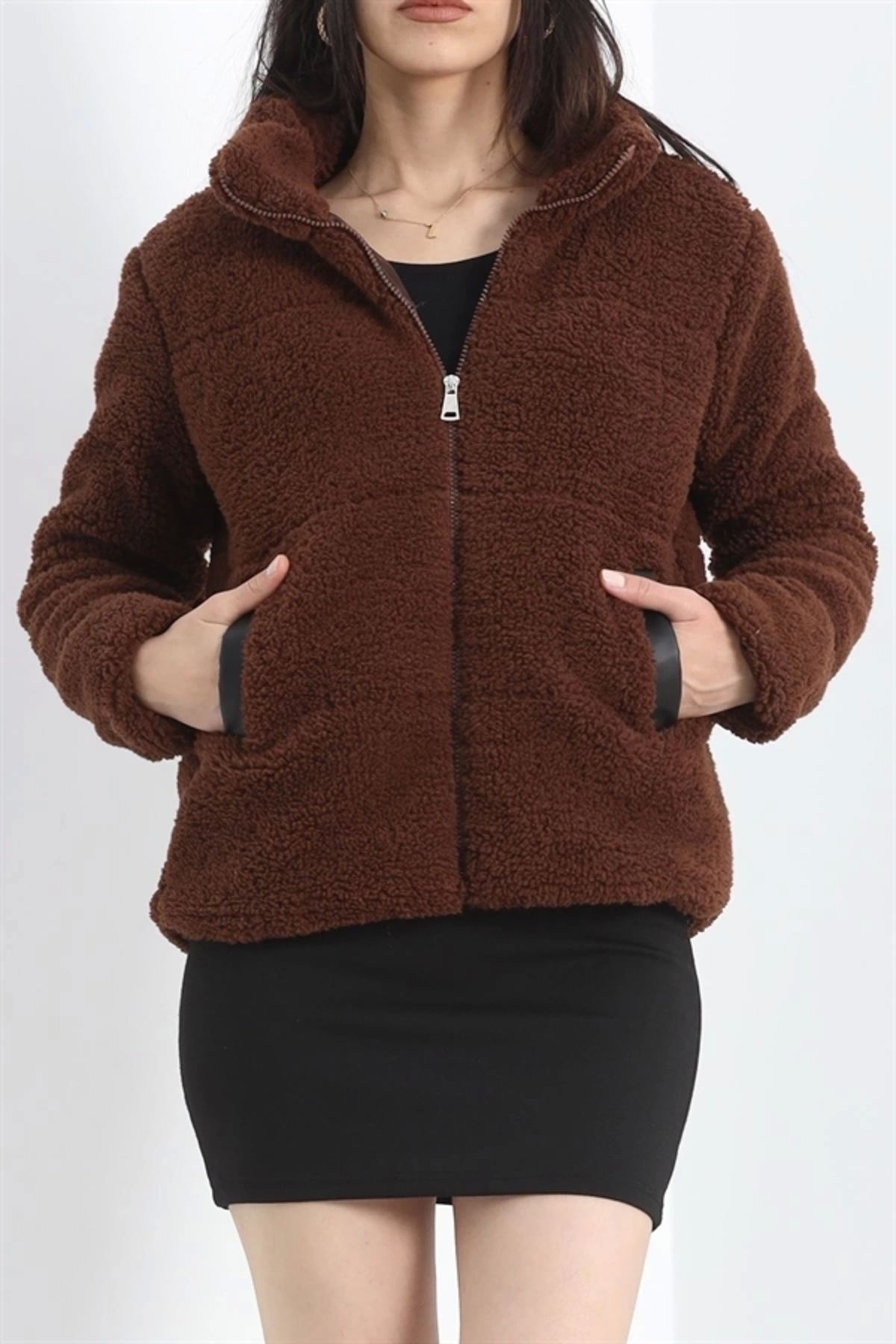 Lale Moda Peluş Şişme Mont Acıkahve - 22481.1839.