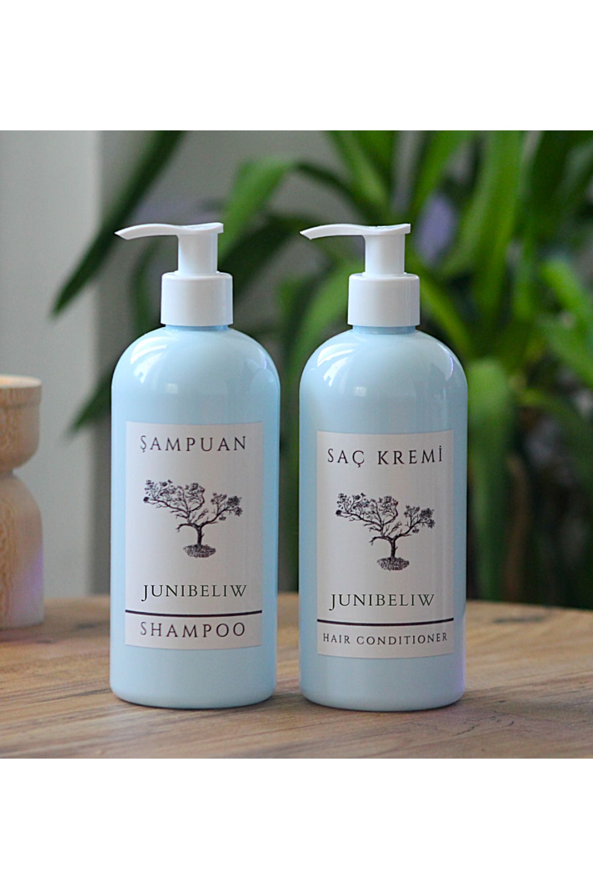 junibeliw 2li Set Bebek Mavisi Plastik Şişe BOŞ Mika Saç Kremi Şampuan Şişesi 2x400ml