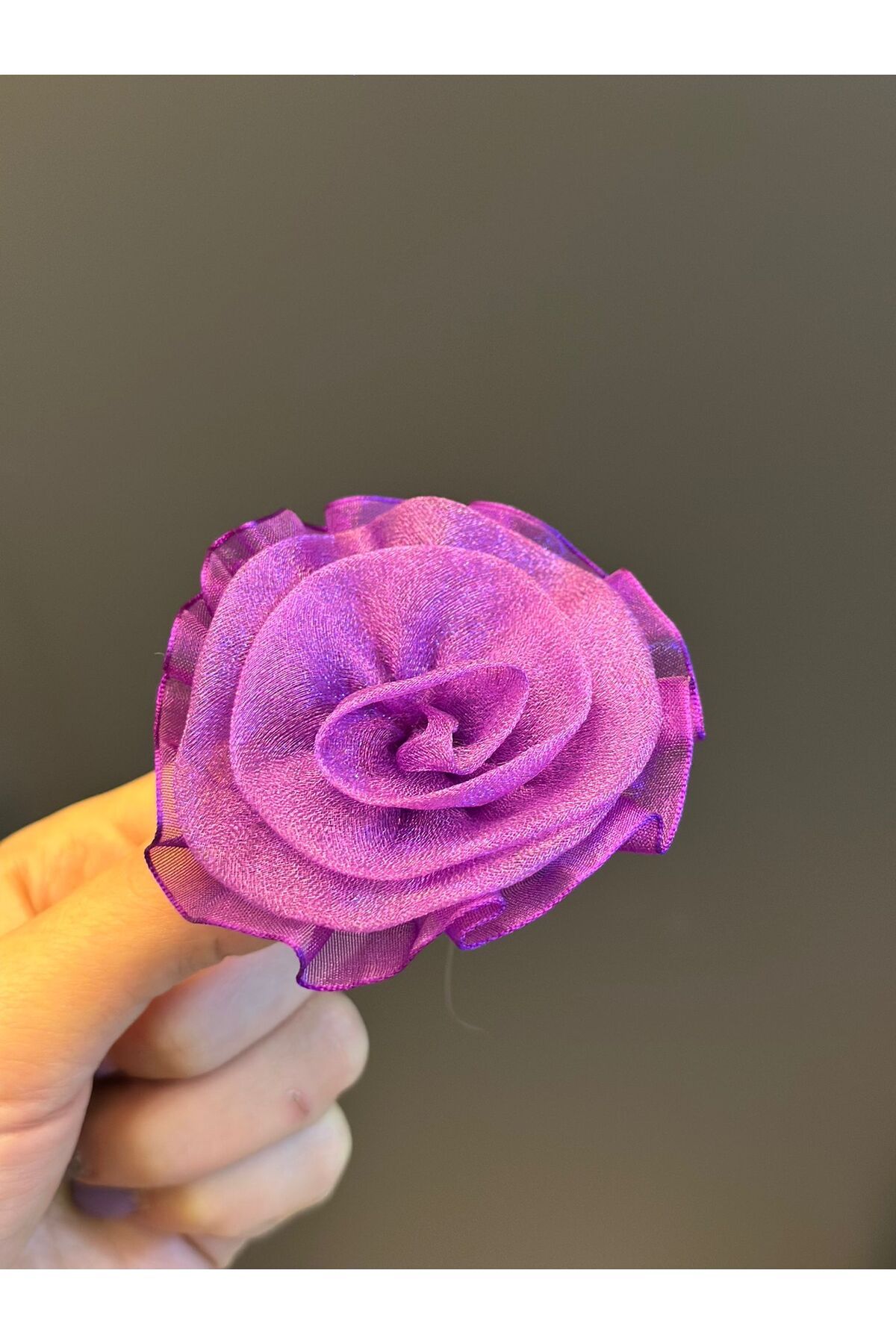 Gönülden Tasarım SATEN TÜL ÇİÇEK BROŞ YAKA İĞNESİ 8X8 CM Mor