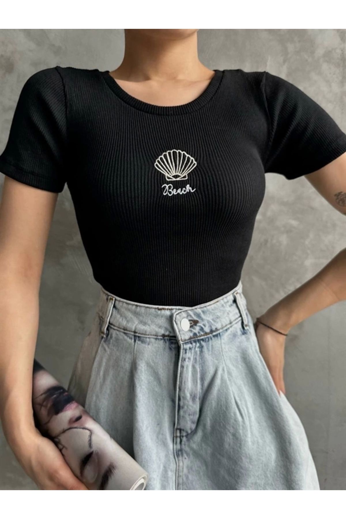 Lale Moda Bac nakışlı bluz