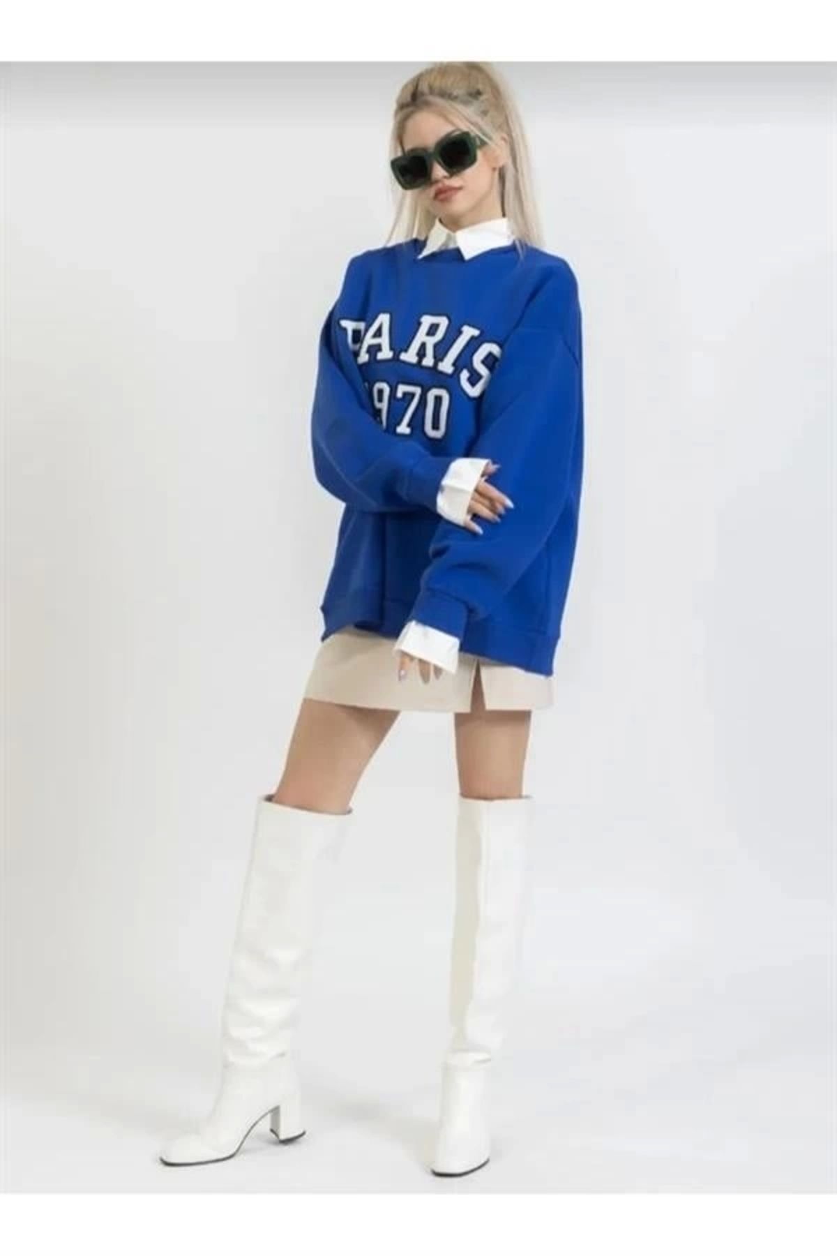 Lale Moda Gömlek Yaka Oversize Sweatshirt