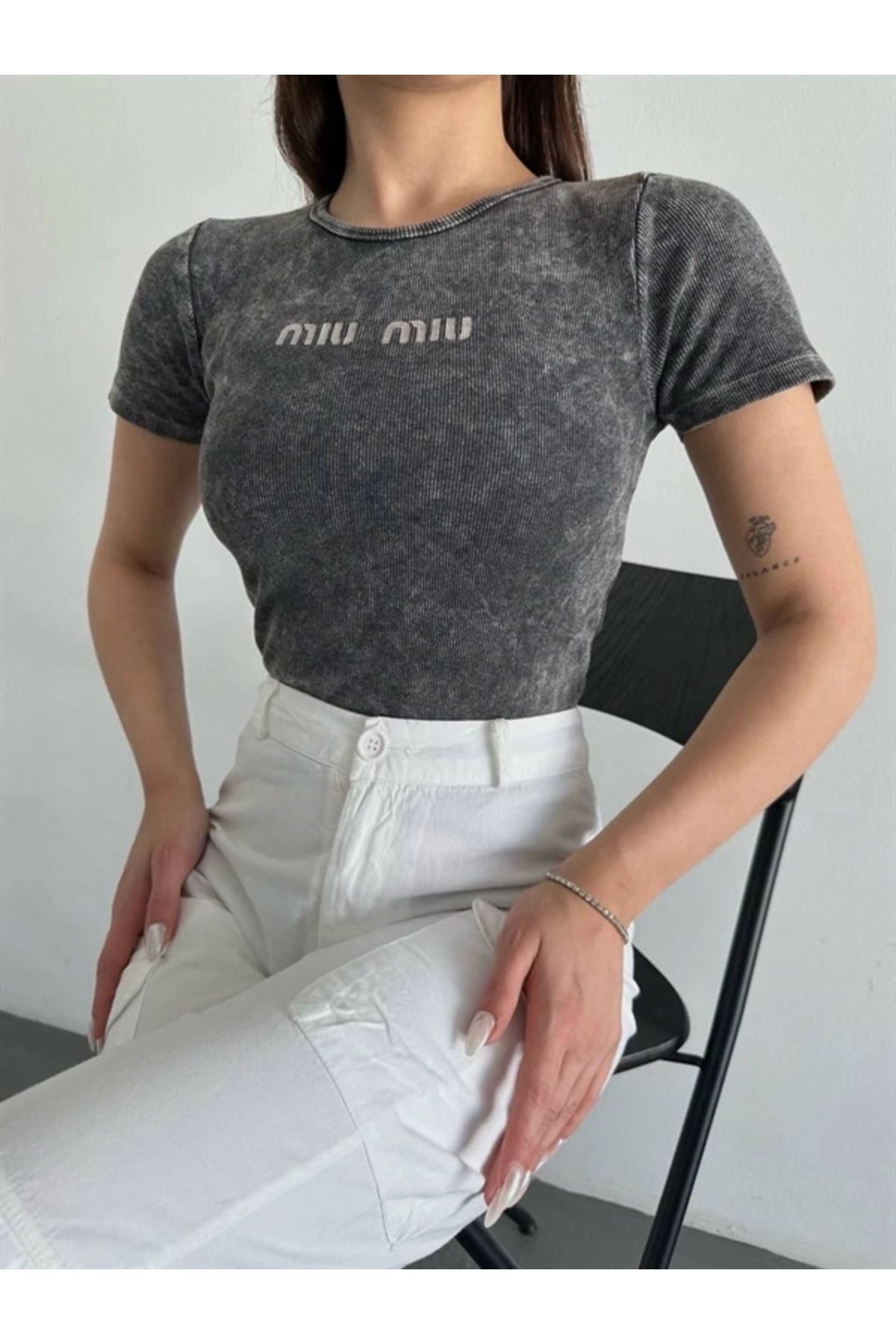 Lale Moda Baskılı aşıt yıkamalı bluz