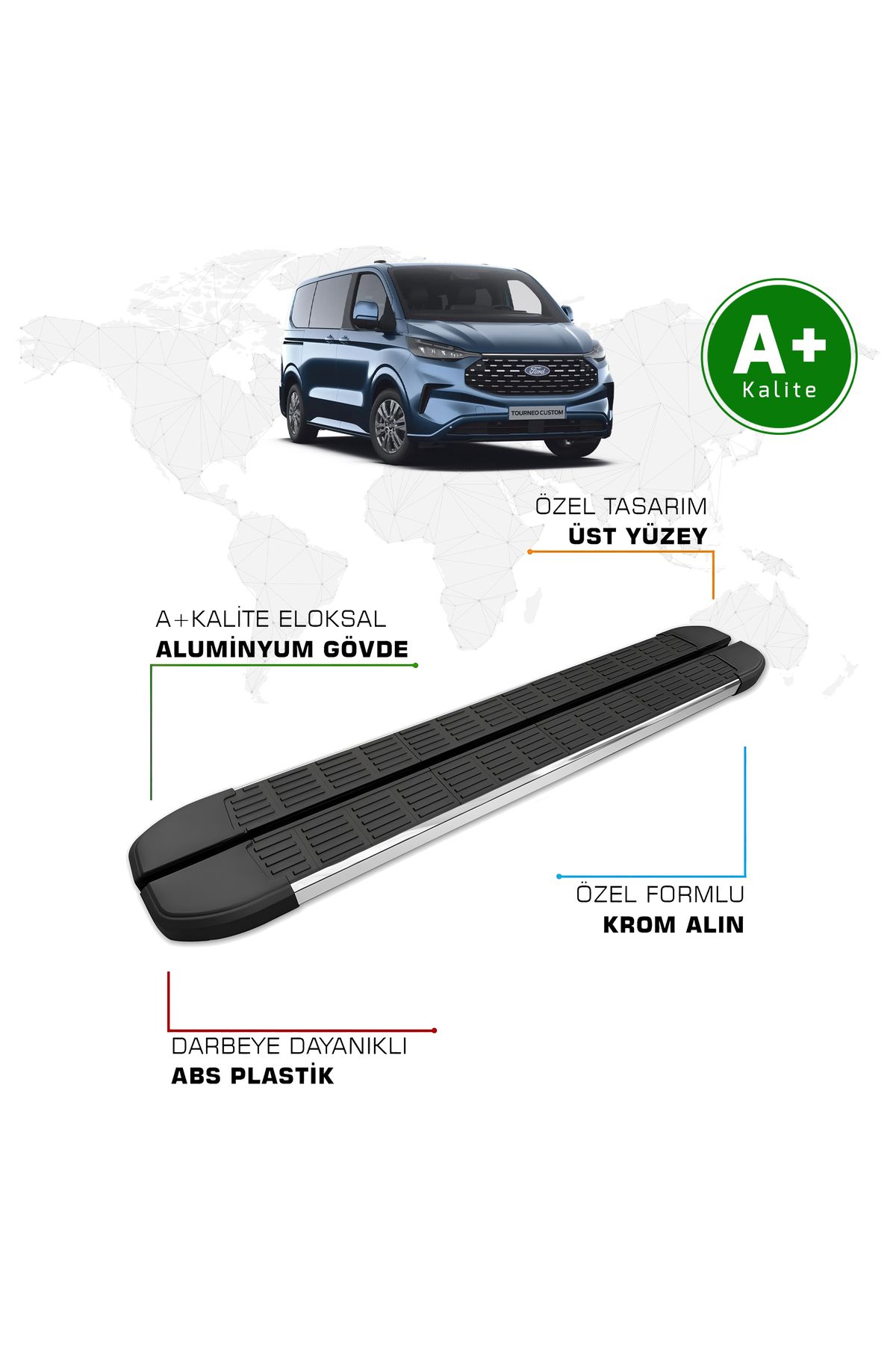 FA OTOMOTİV Ford Tourneo Custom Yan Basamak Uzun Şasi 2024 Model ve Sonrası S-Line