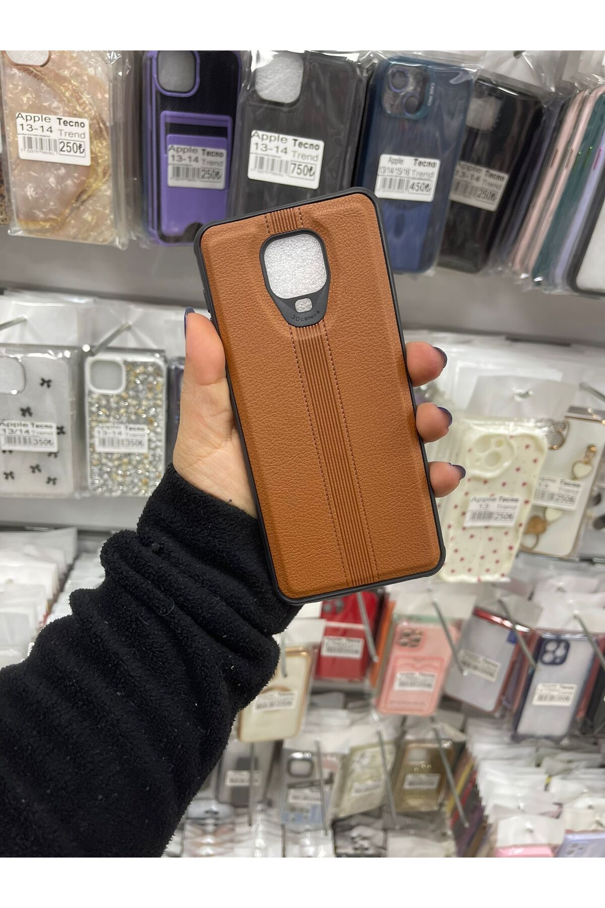 TECNOTREND Redmi Note 9 Pro/Note 9s Uyumlu deri çizgili silikon kılıf