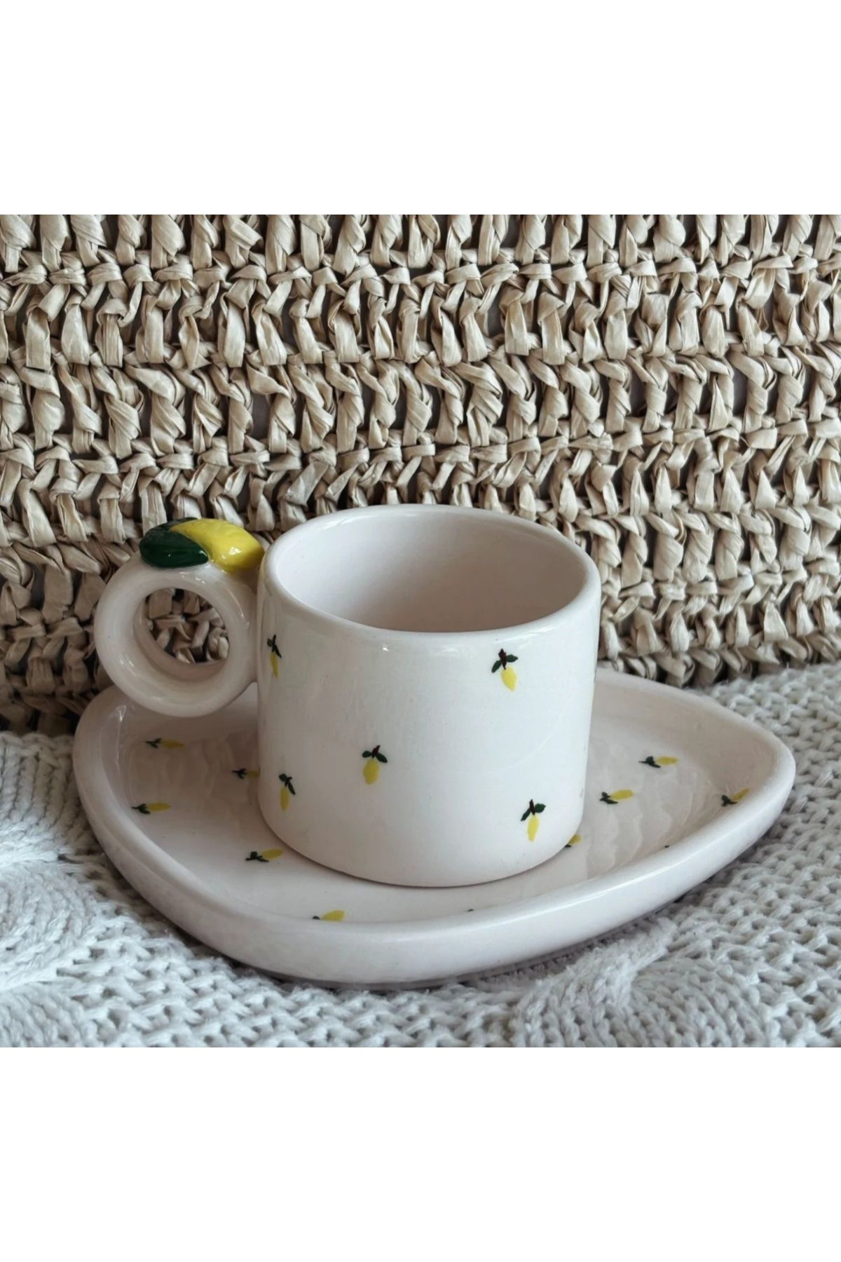Ohlala Atelier Limon Desenli Seramik Türk Kahvesi Fincan Seti El Yapımı Fincanlar Handmade Cup Ceramic Mug