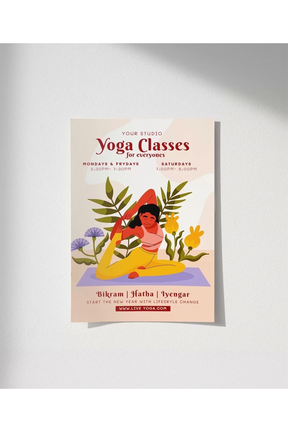 VOGLOO Çerçevesiz Poster Haftalık Yoga Akışı